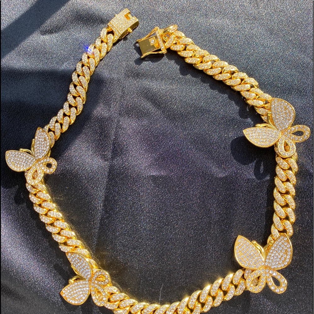 Lot of 5 Cuban Link Butterfly necklaces